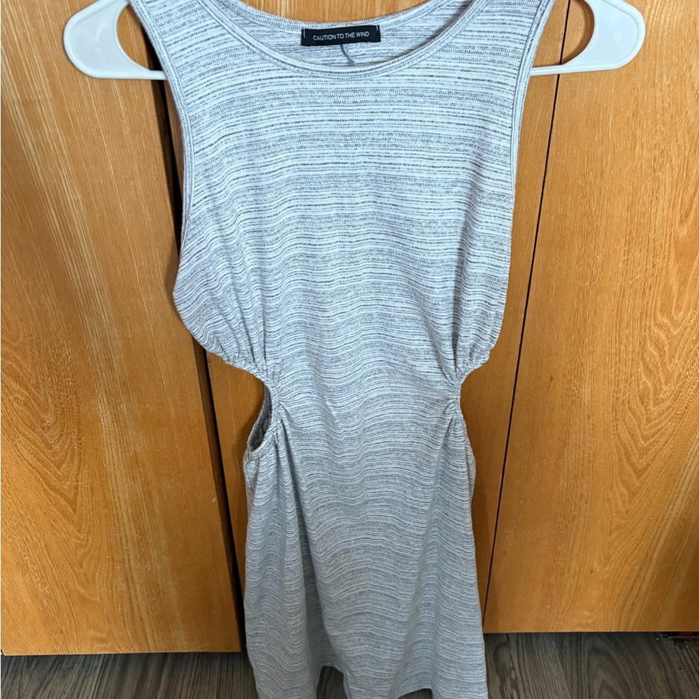Caution To The Wind Gray Sleeveless Dress
